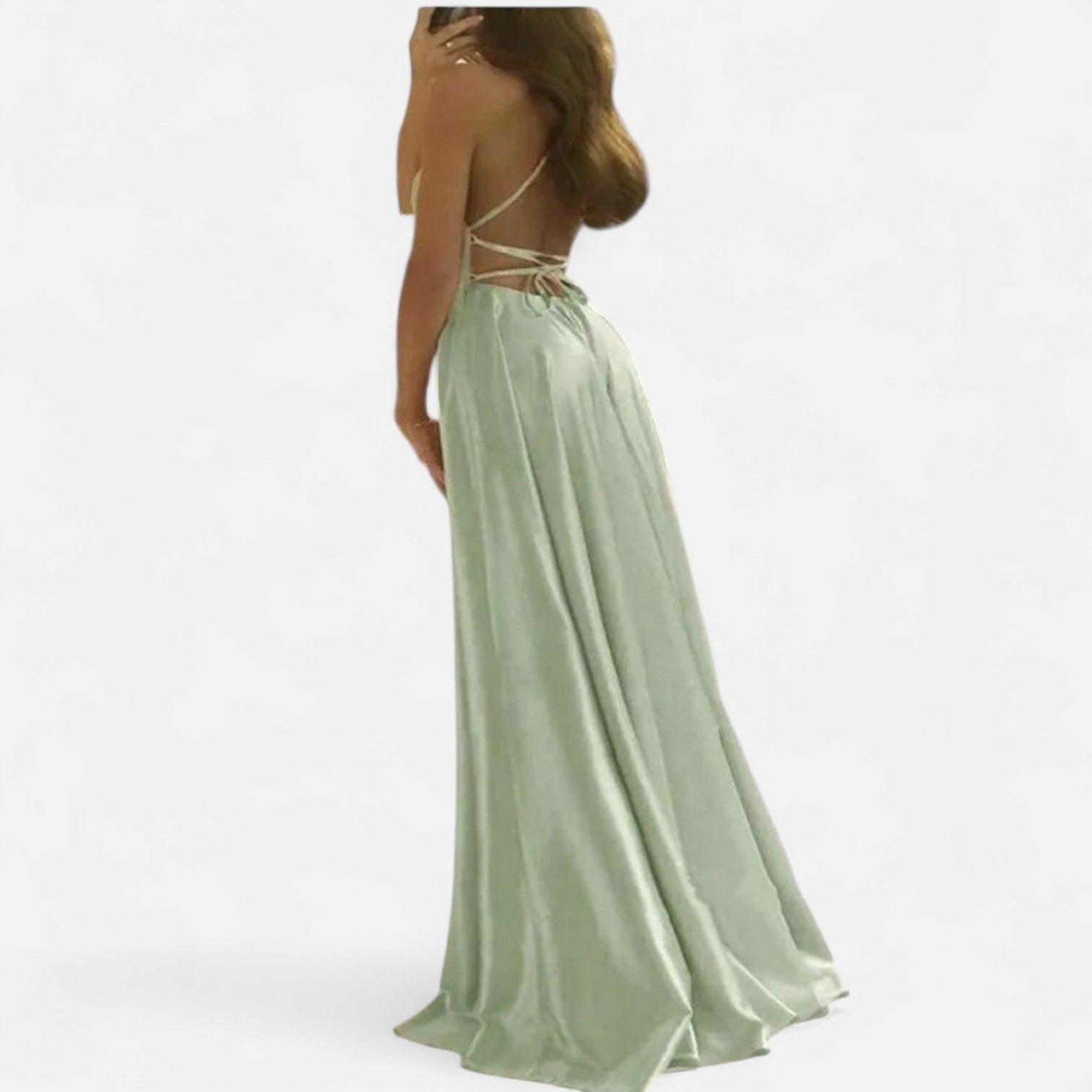 Gabrielle | Women’s Modern Fit Satin Slit Maxi Dress