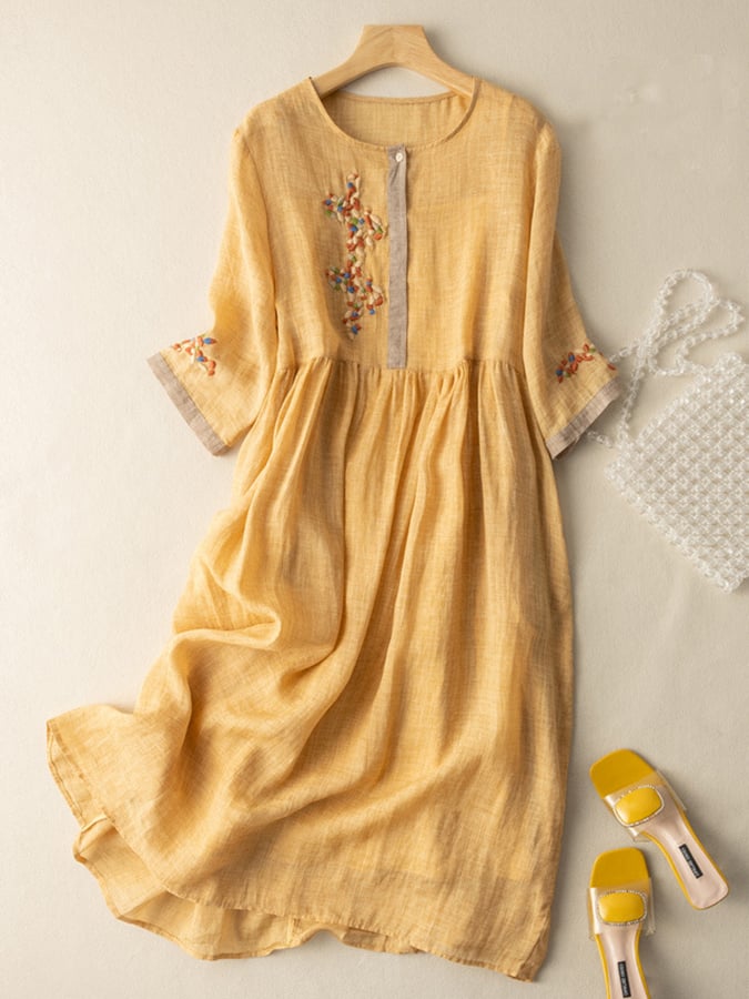 Isabella | Women’s Summer Embroidered Ethnic Midi Dress