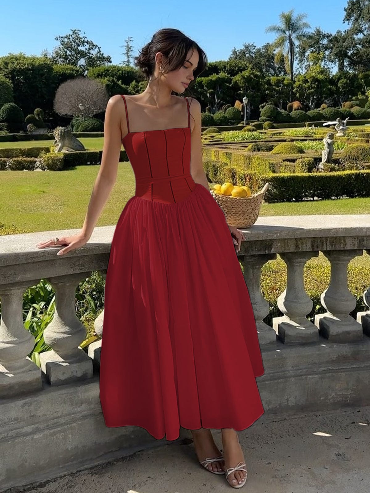 Caroline | Women Wedding Guest Corset Midi Dress