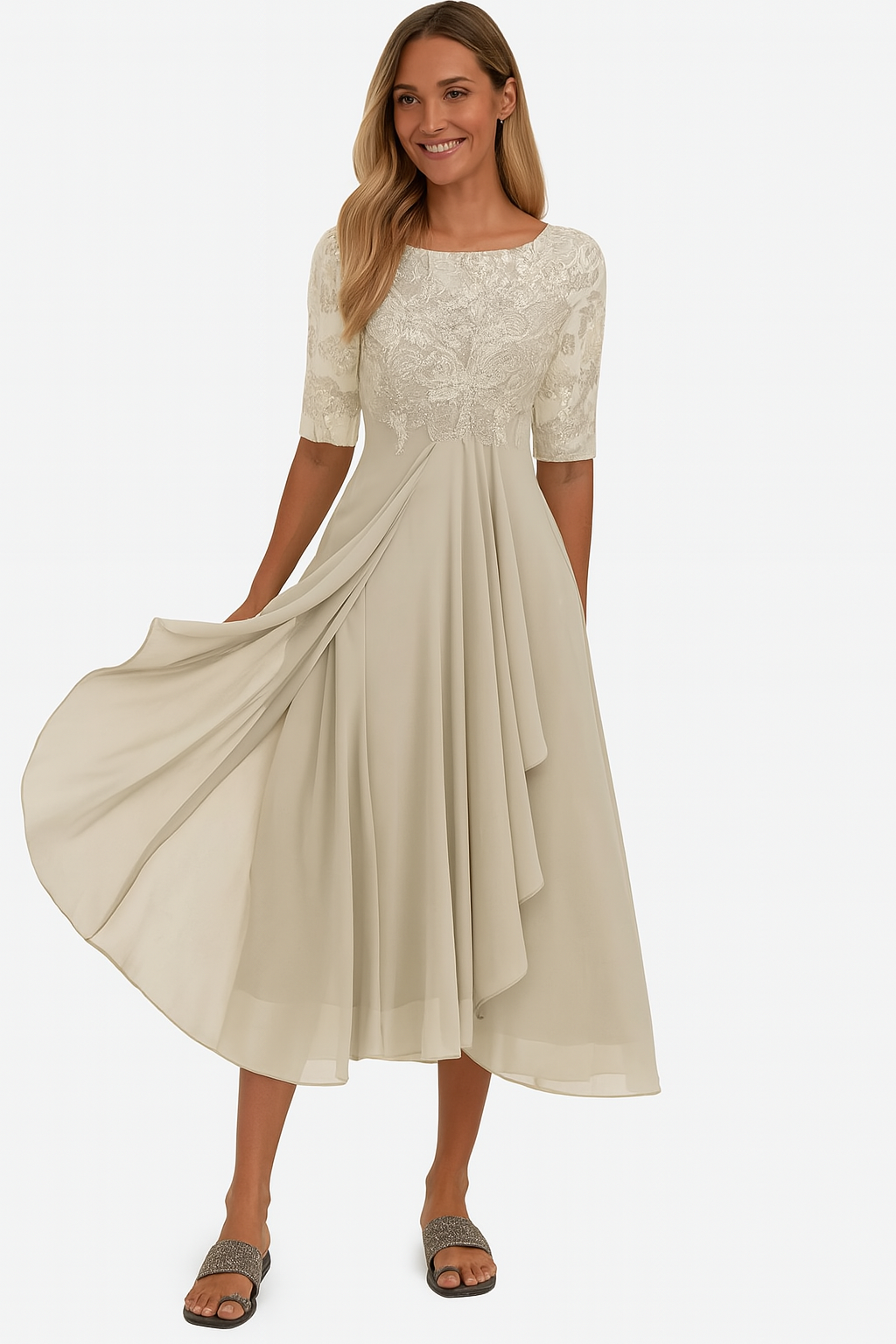 Riley | Women A Line Lace Midi Dress