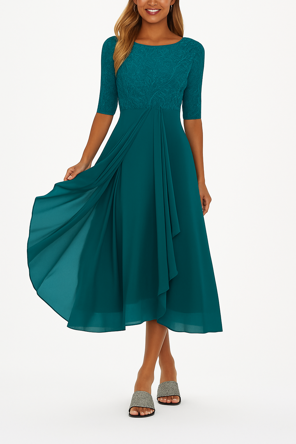Riley | Women A Line Lace Midi Dress