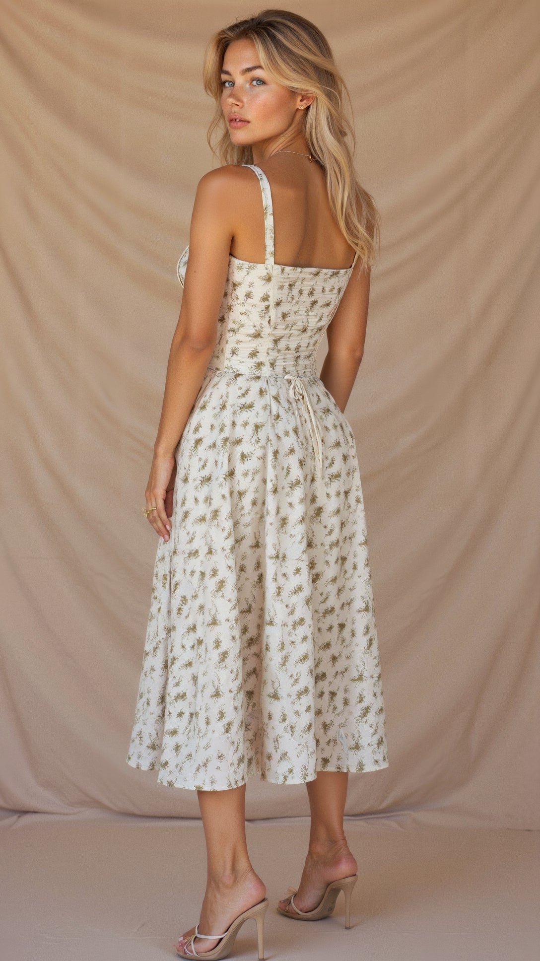 Samantha | Women’s Corset Midi Dress Flowing Skirt