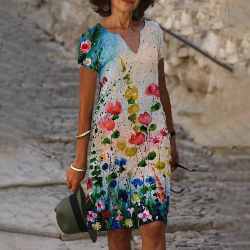 Hannah | Women’s V-Neck Floral Print Dress