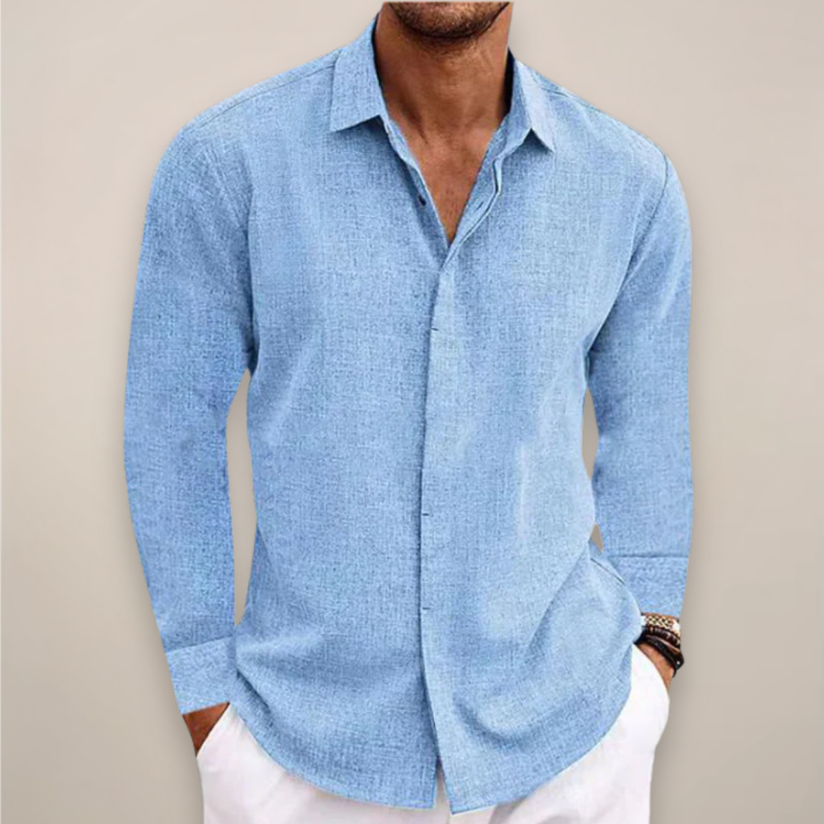 Danny | Men’s Linen Long Sleeve Button-Up Shirt