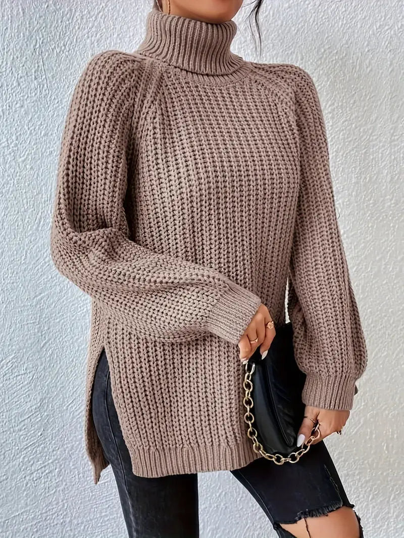 Sophia | Women’s Winter Turtleneck Ribbed Knit Sweater