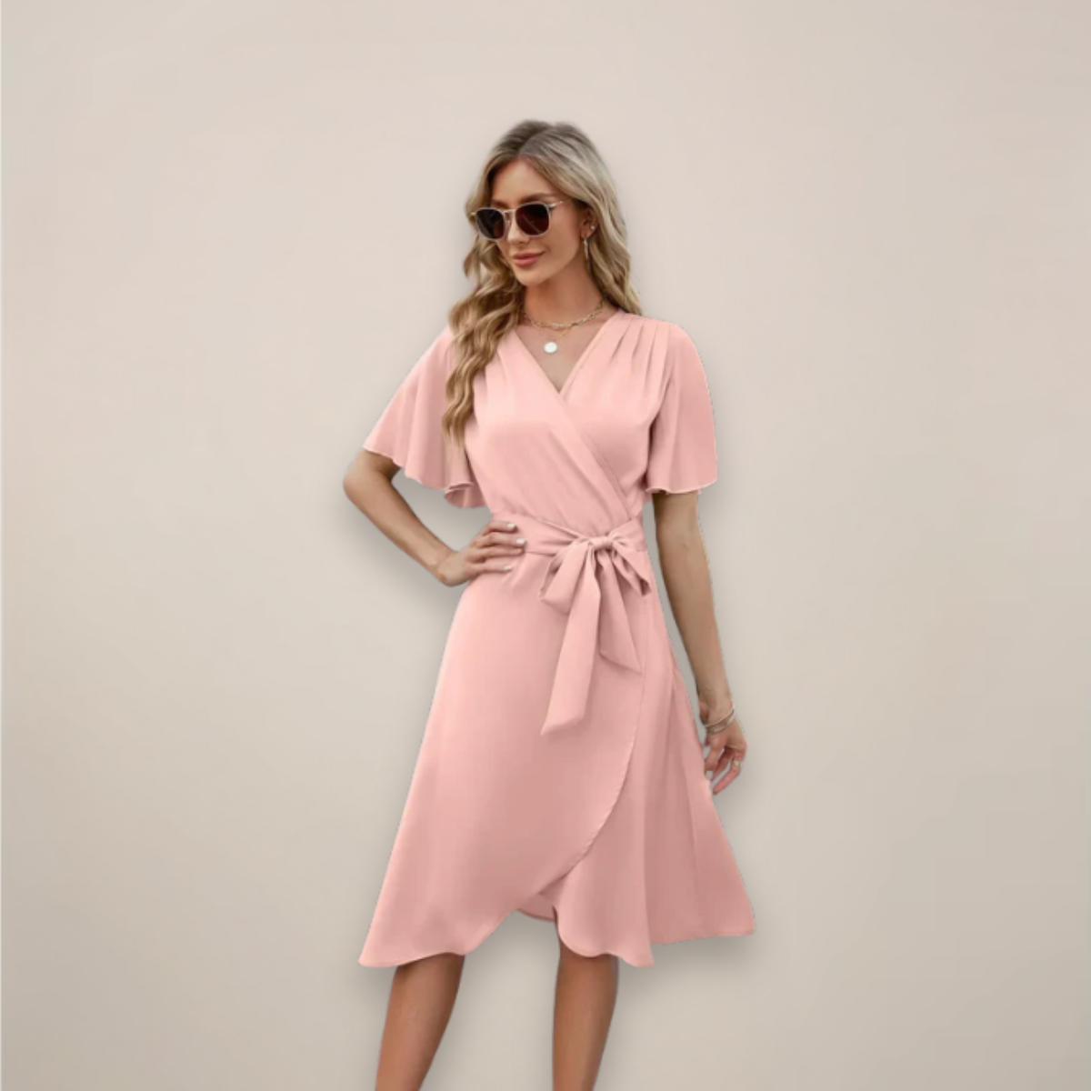 Jasmine | Women’s Midi Wrap Dress With Front Tie