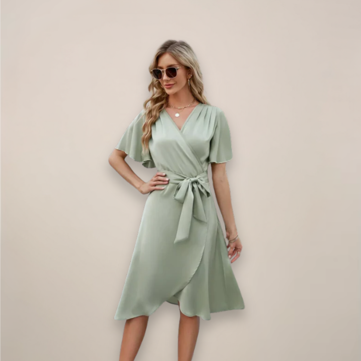Jasmine | Women’s Midi Wrap Dress With Front Tie