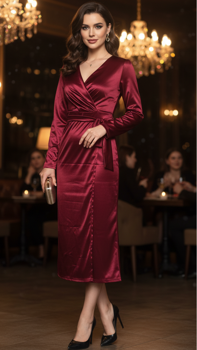 evening elegant dress code for ladies Emmery Floral Wrap Midi Dress main image 1