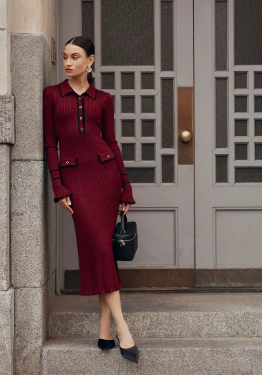 Aderyn | Tailored Midi Dress With Button Details