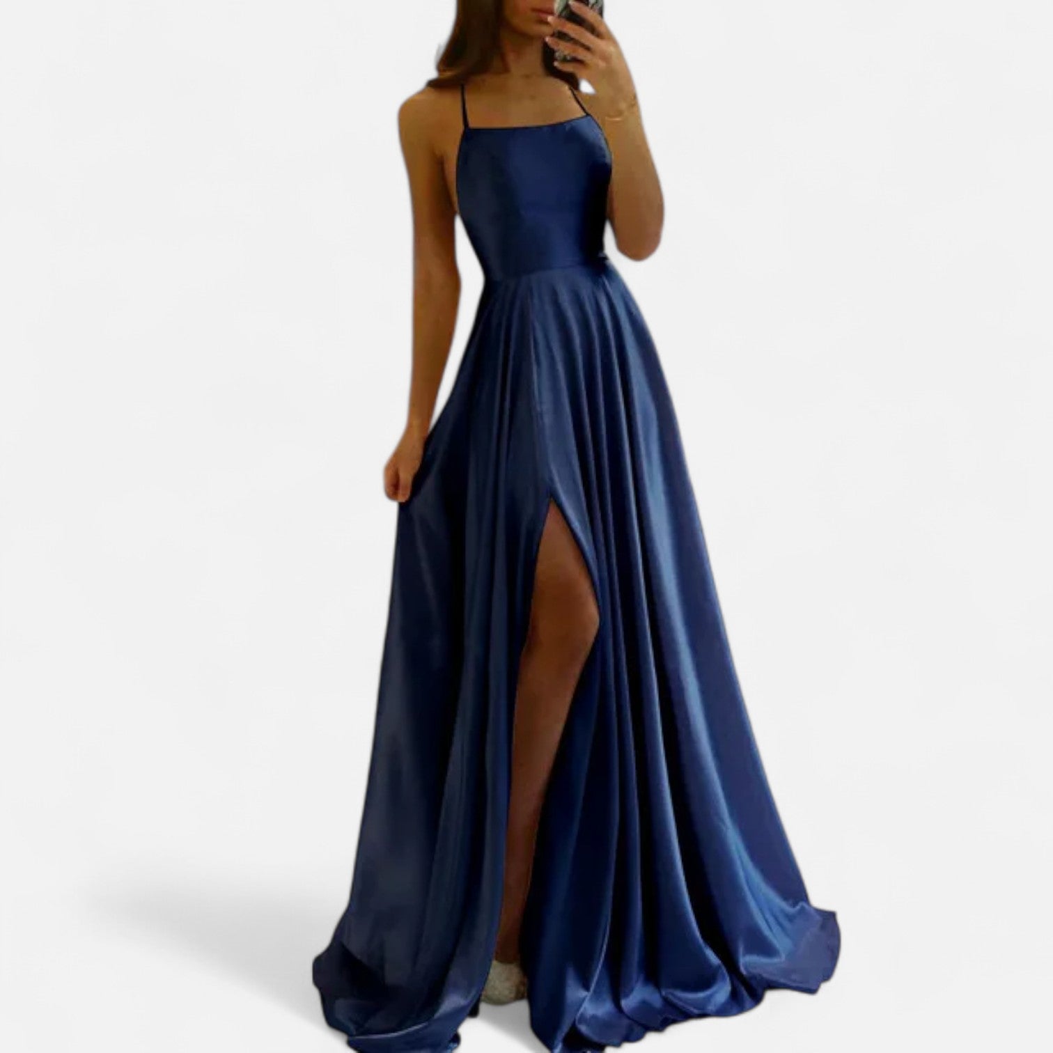 Gabrielle | Women’s Modern Fit Satin Slit Maxi Dress