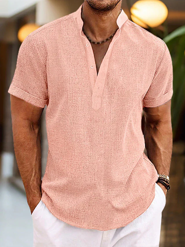 Martin | Men Short Sleeve Henley Casual Shirt