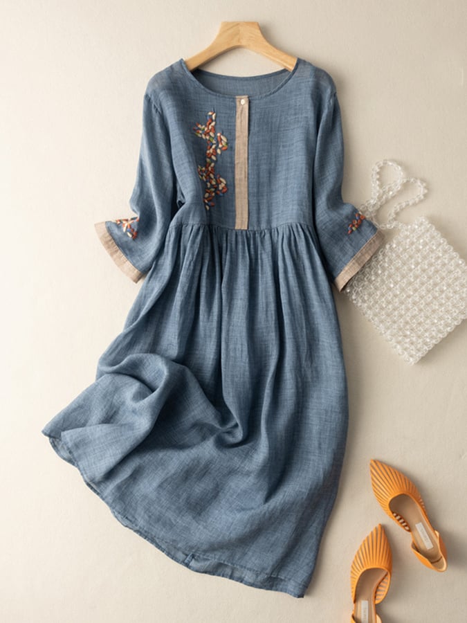 Isabella | Women’s Summer Embroidered Ethnic Midi Dress