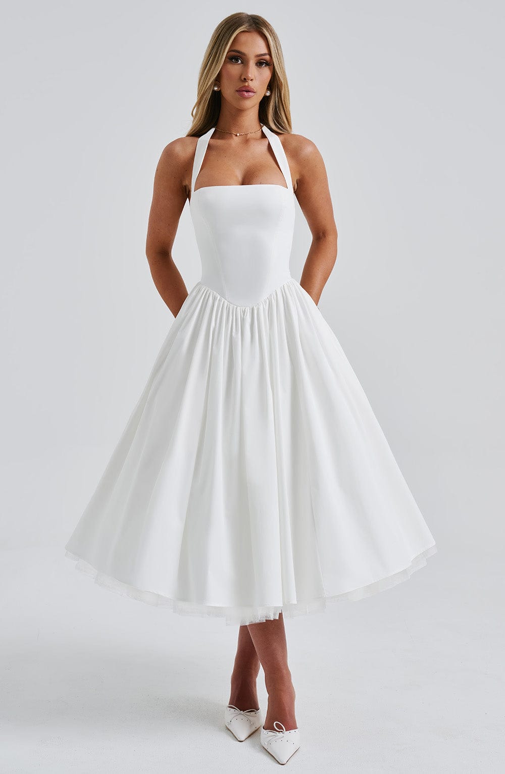 Ariana | Women Wedding Guest Halter Midi Dress