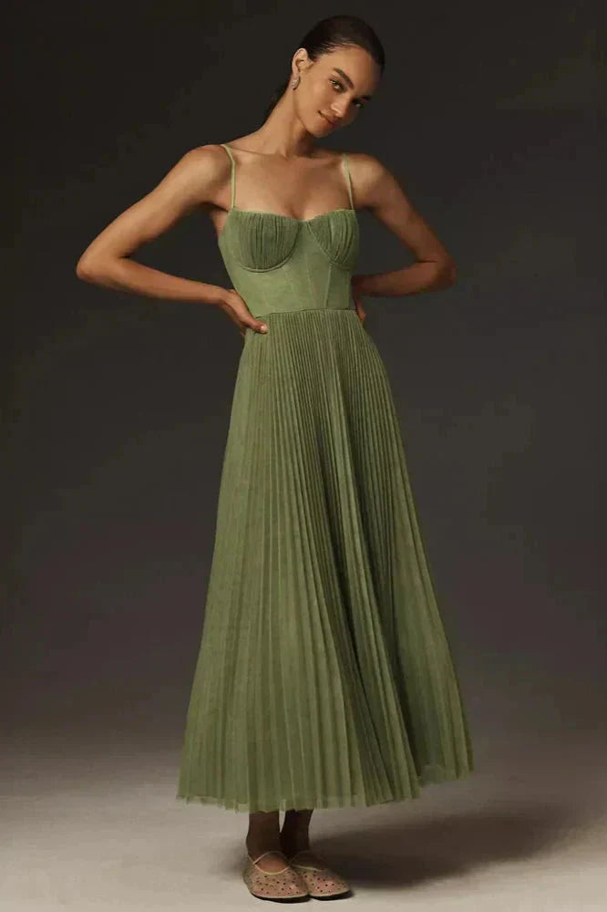 Sophia | Women’s Pleated Strappy Maxi Dress