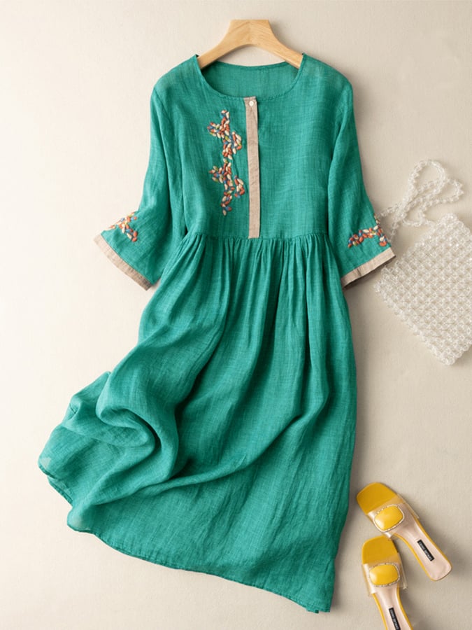 Isabella | Women’s Summer Embroidered Ethnic Midi Dress