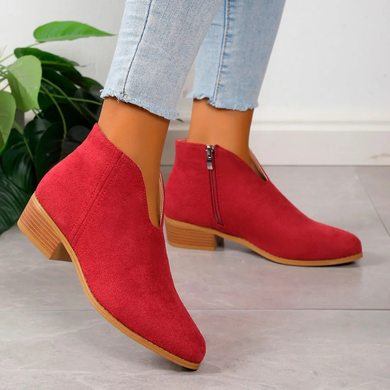 Camille | Women’s Leopard Print Ankle Boots with Zipper