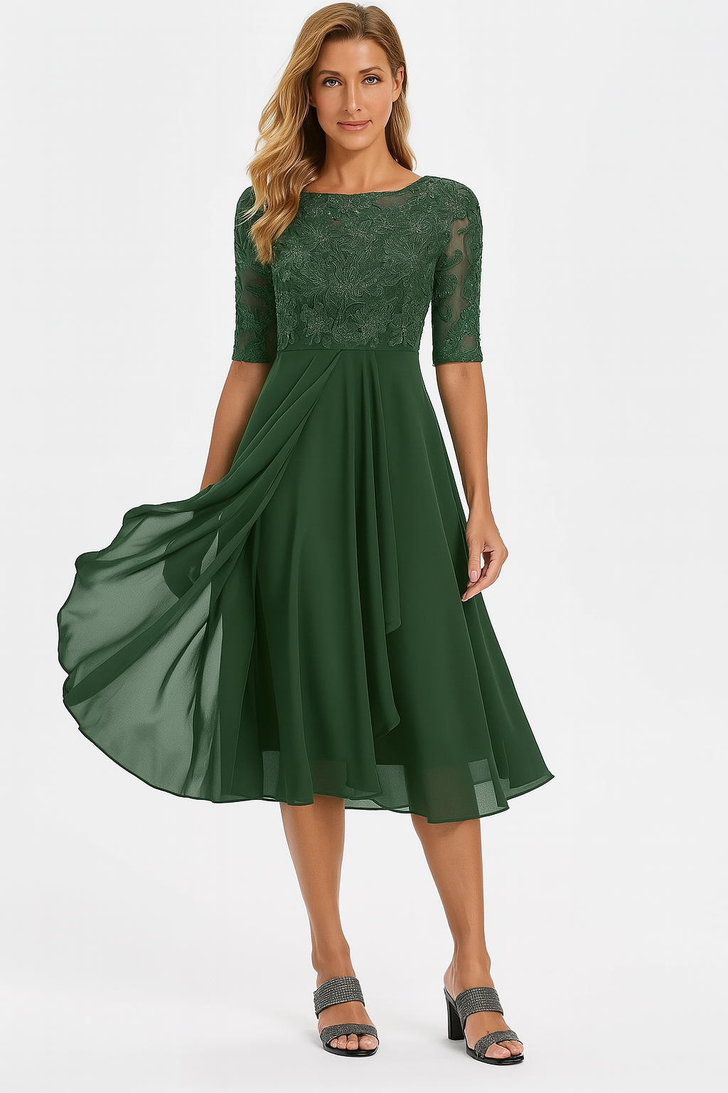 Riley | Women A Line Lace Midi Dress