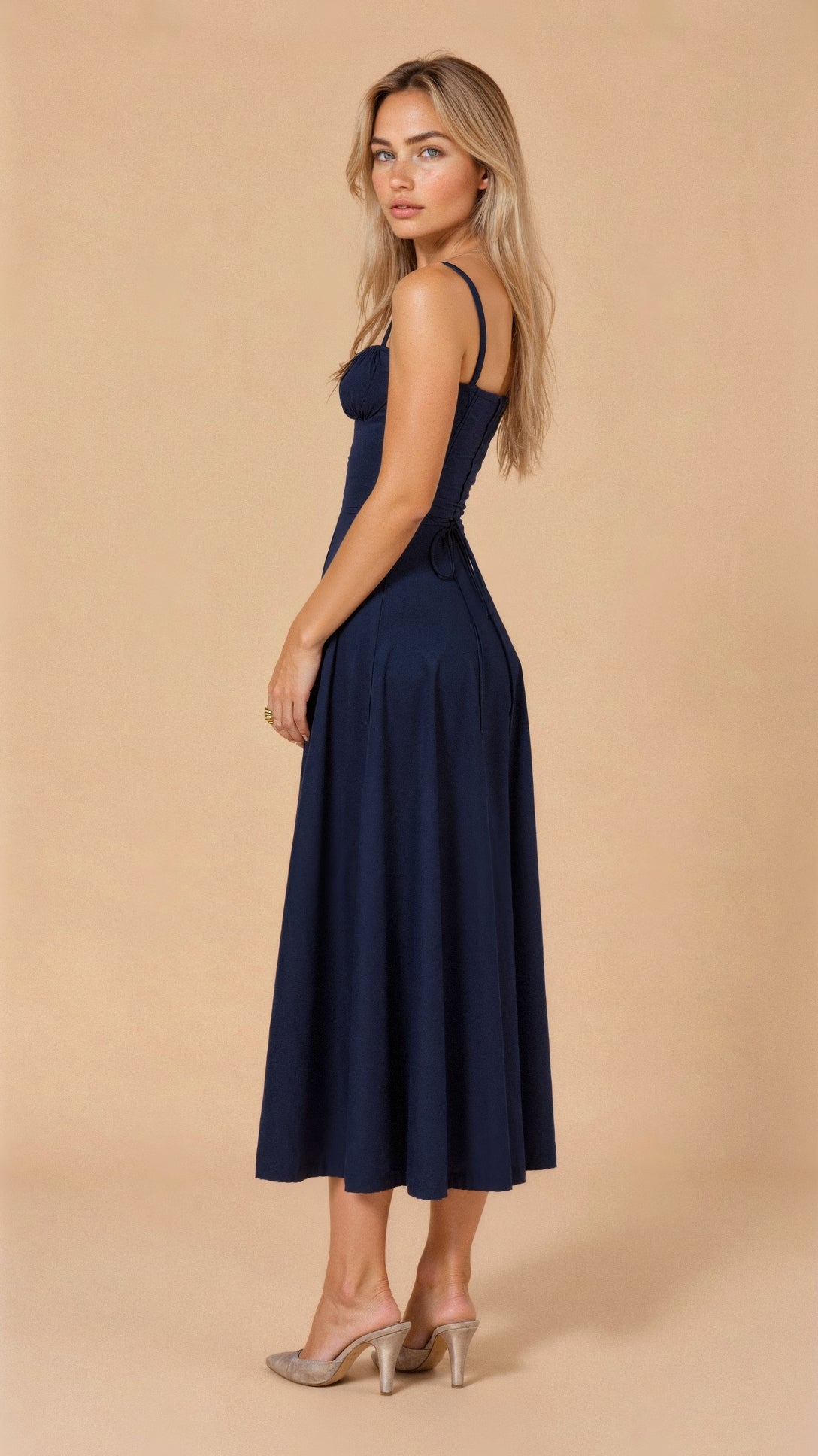 Samantha | Women’s Corset Midi Dress Flowing Skirt