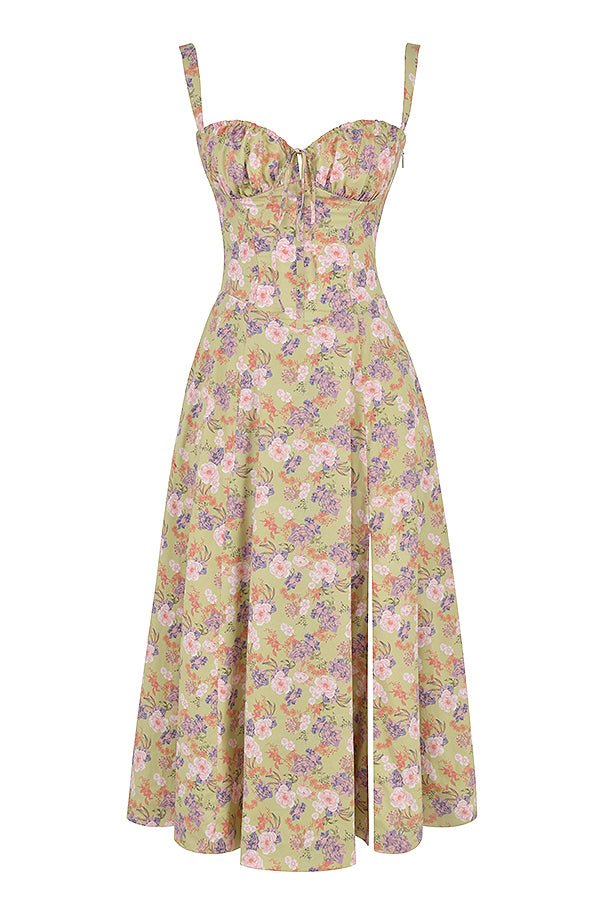Samantha | Women’s Corset Midi Dress Flowing Skirt