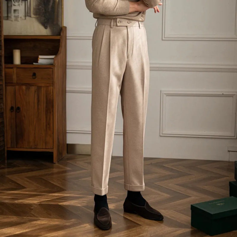 Lance | Men’s High Waisted Pleated Straight Trousers
