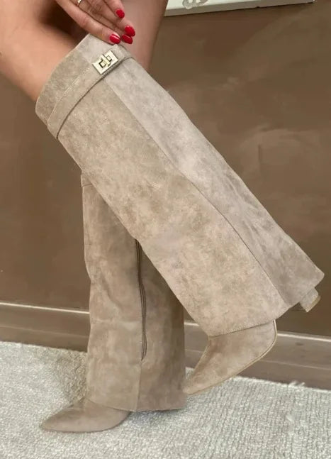 Maya | Women’s Leather Thigh-High Boots with Buckle