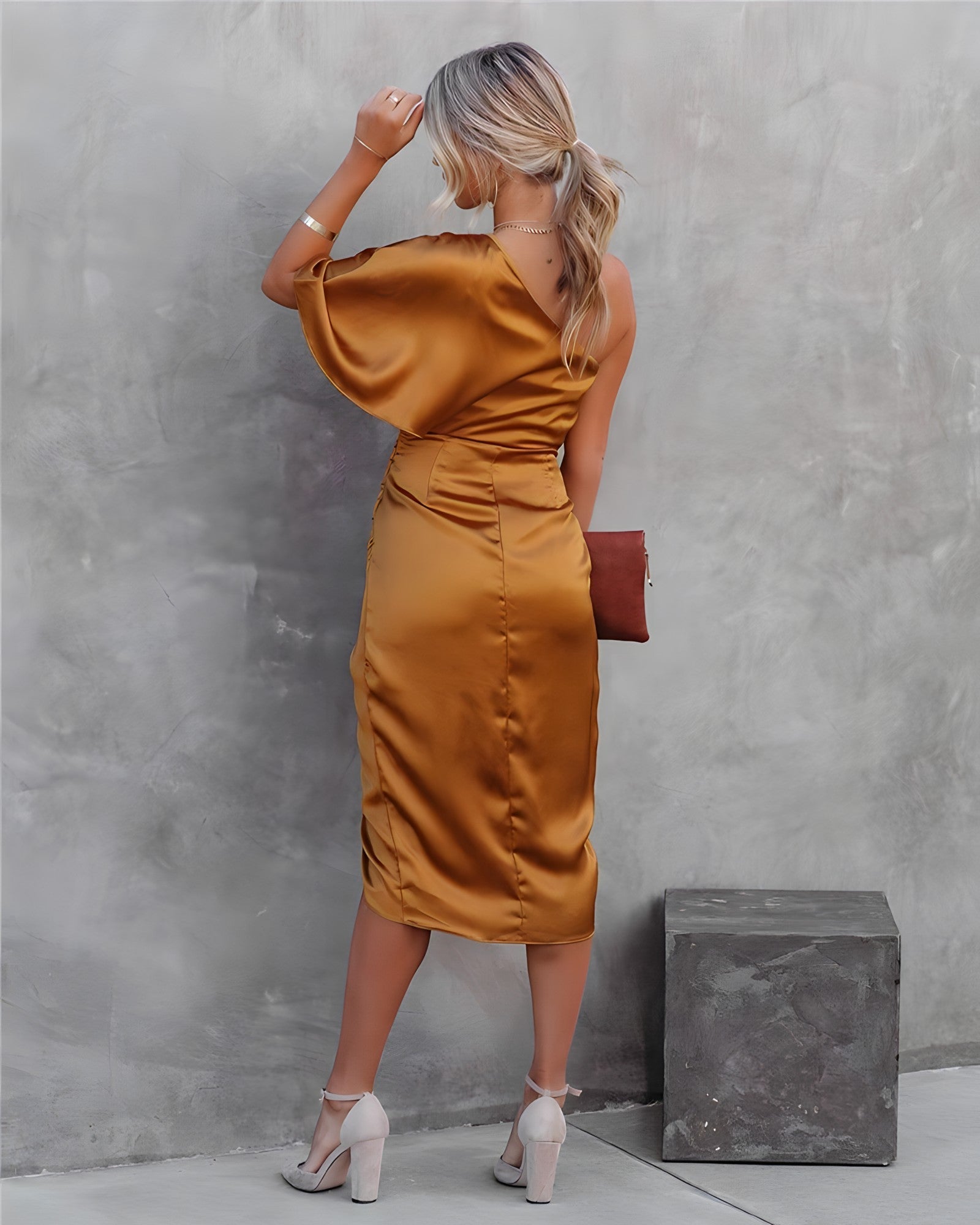 Ava | Women’s One Shoulder Wrap Midi Dress