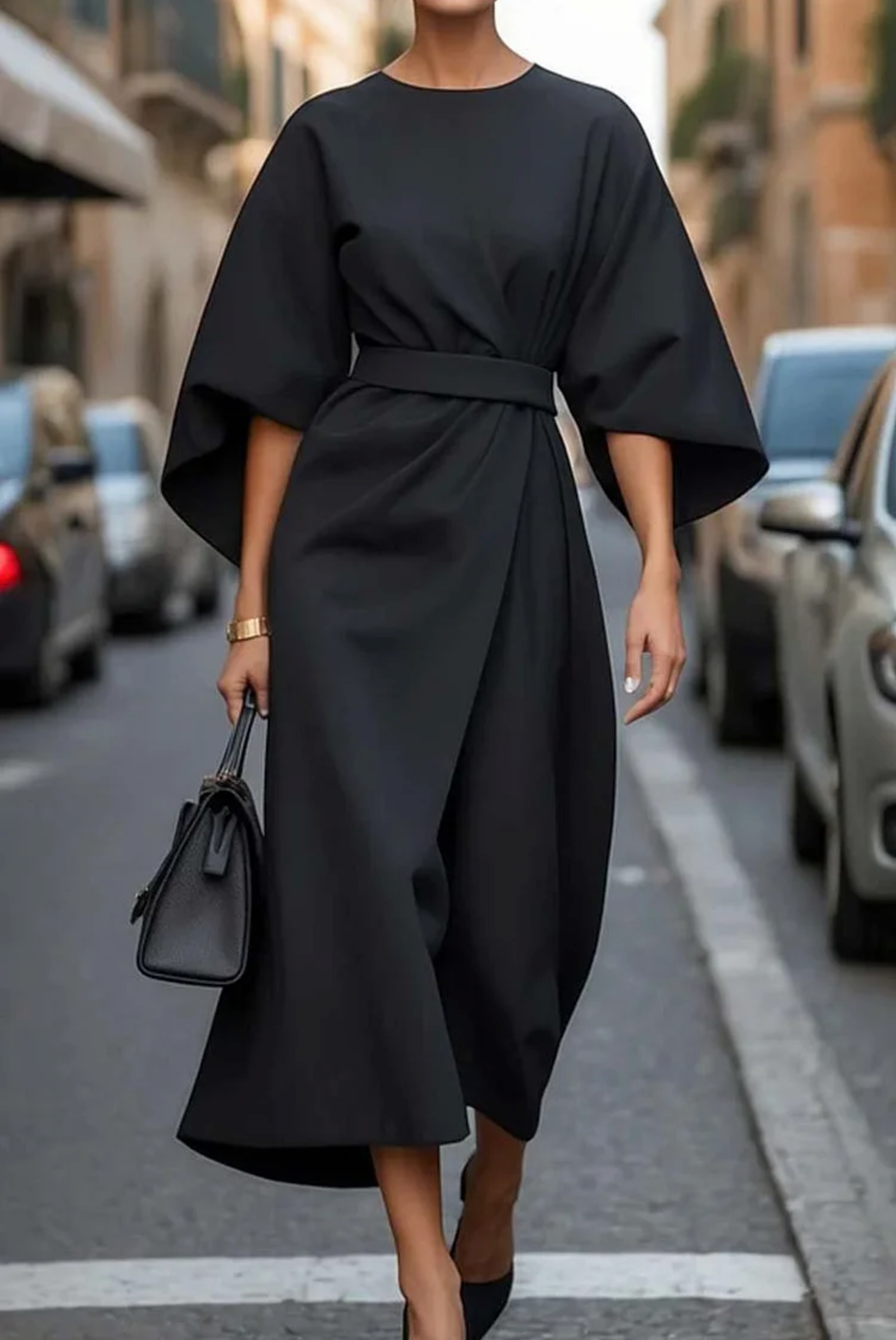 Lily | Women’s Winter Lantern Sleeve Midi Dress
