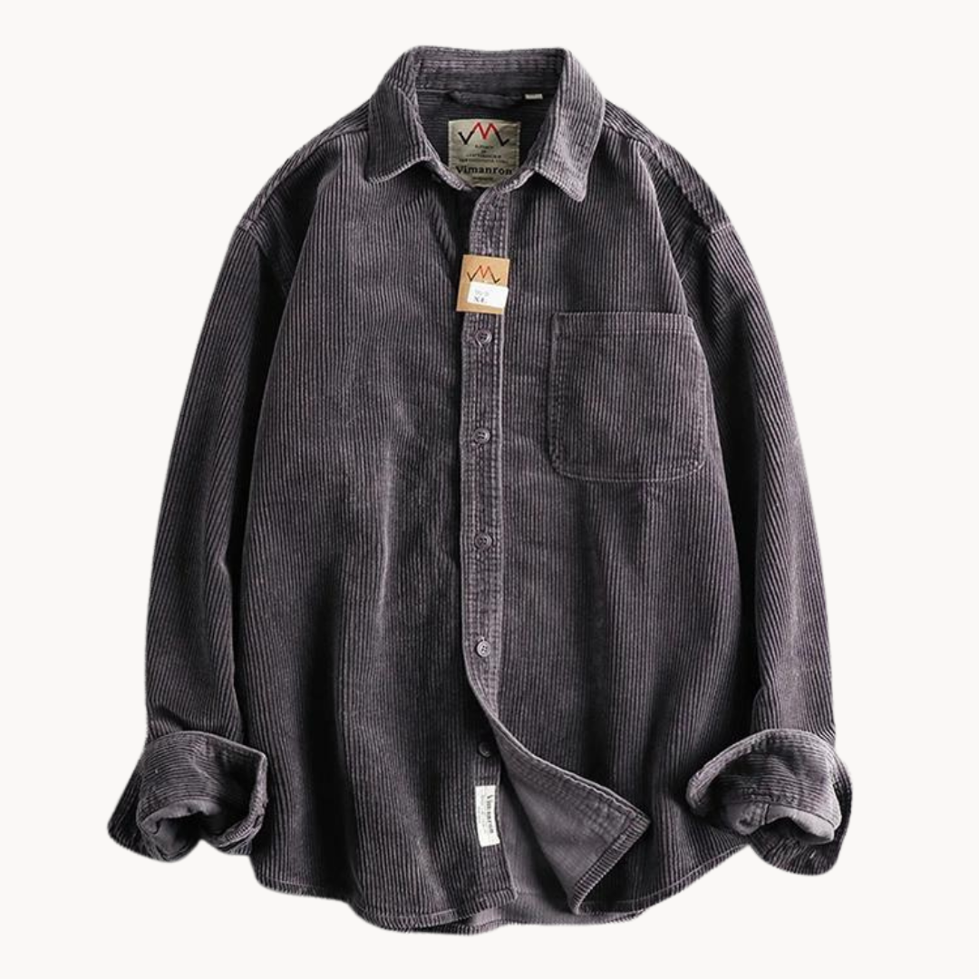 Zach | Men’s Casual Brown Corduroy Long Sleeve Shirt