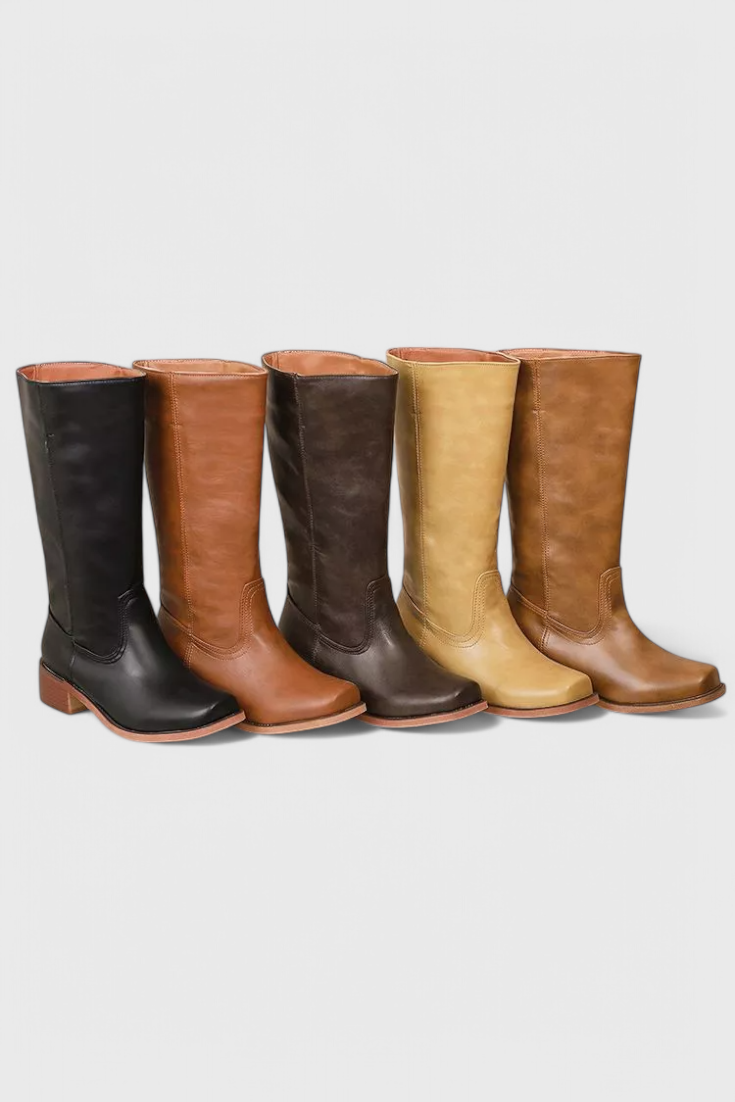Ella | Women’s Leather Knee-High Boots with Heels