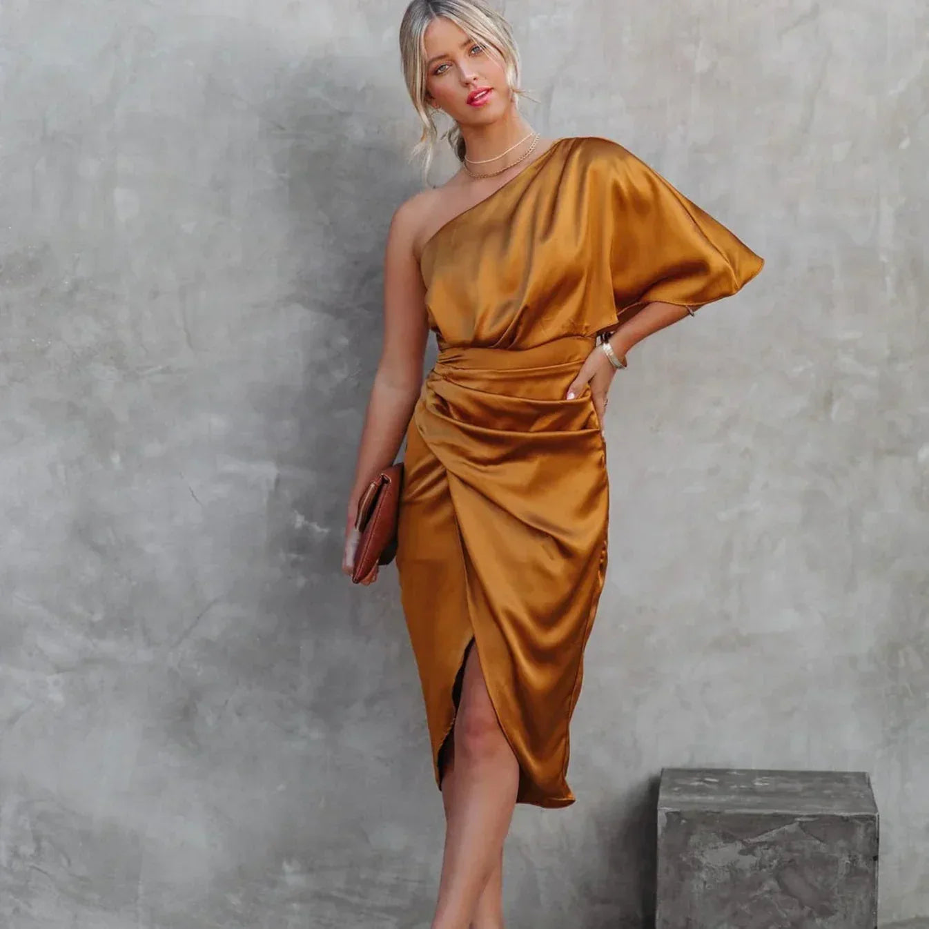 Isabel | Women’s One Shoulder Mini Dress Wrap Style